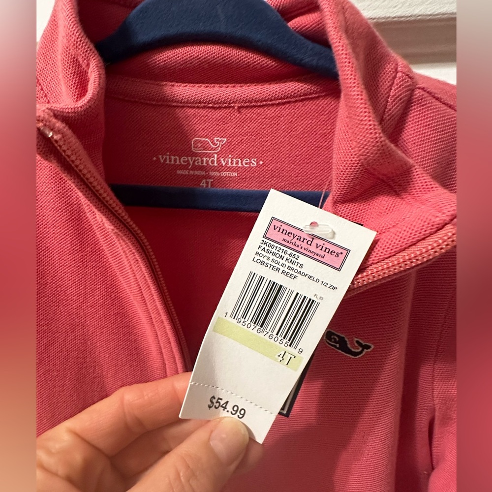 NWT Boys Vineyard Vines salmon quarter zip 4T - Picture 2 of 3